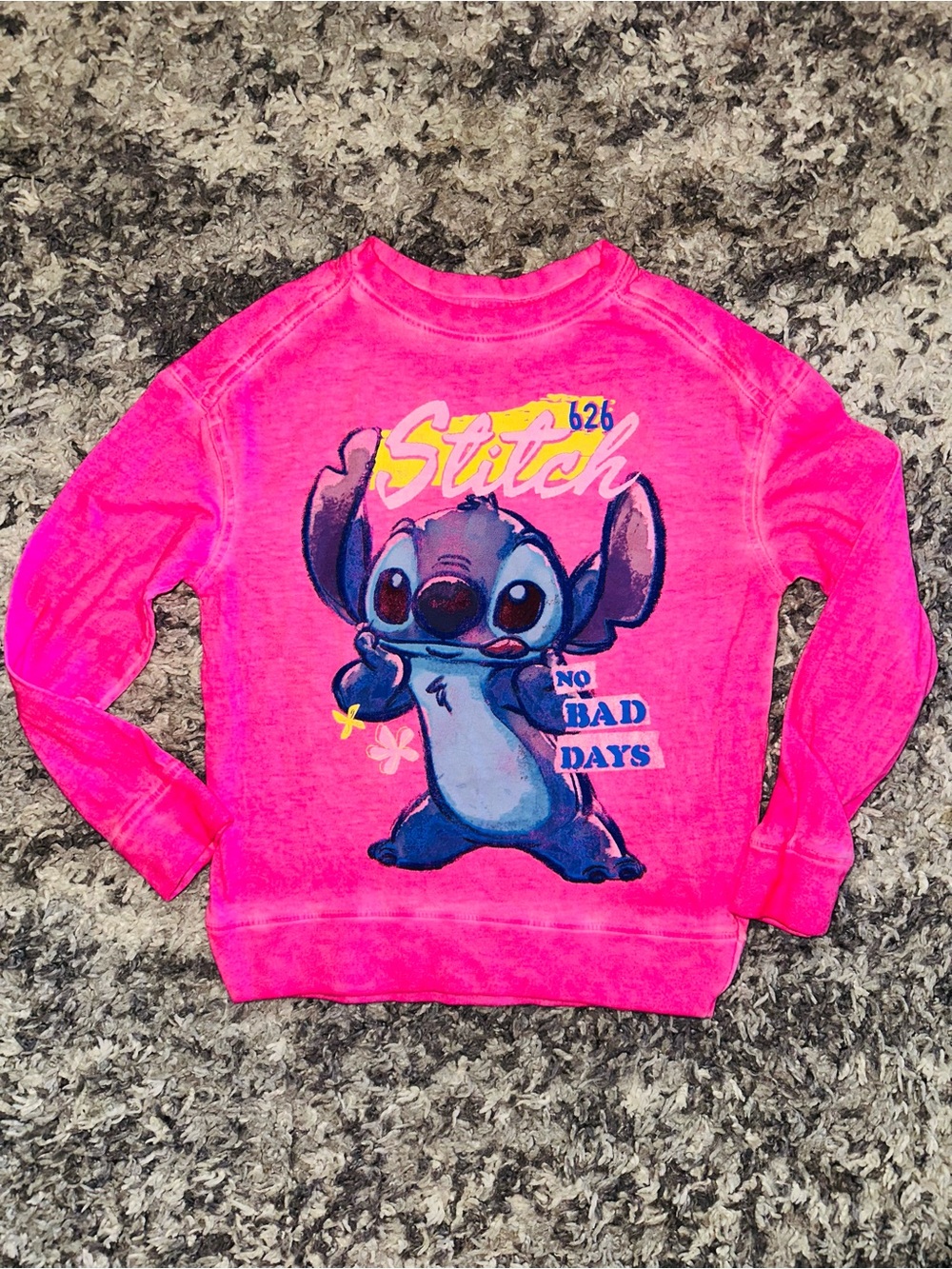 Disney Stitch Pink Kids Casual Long Sleeve Top 'No Bad Days'